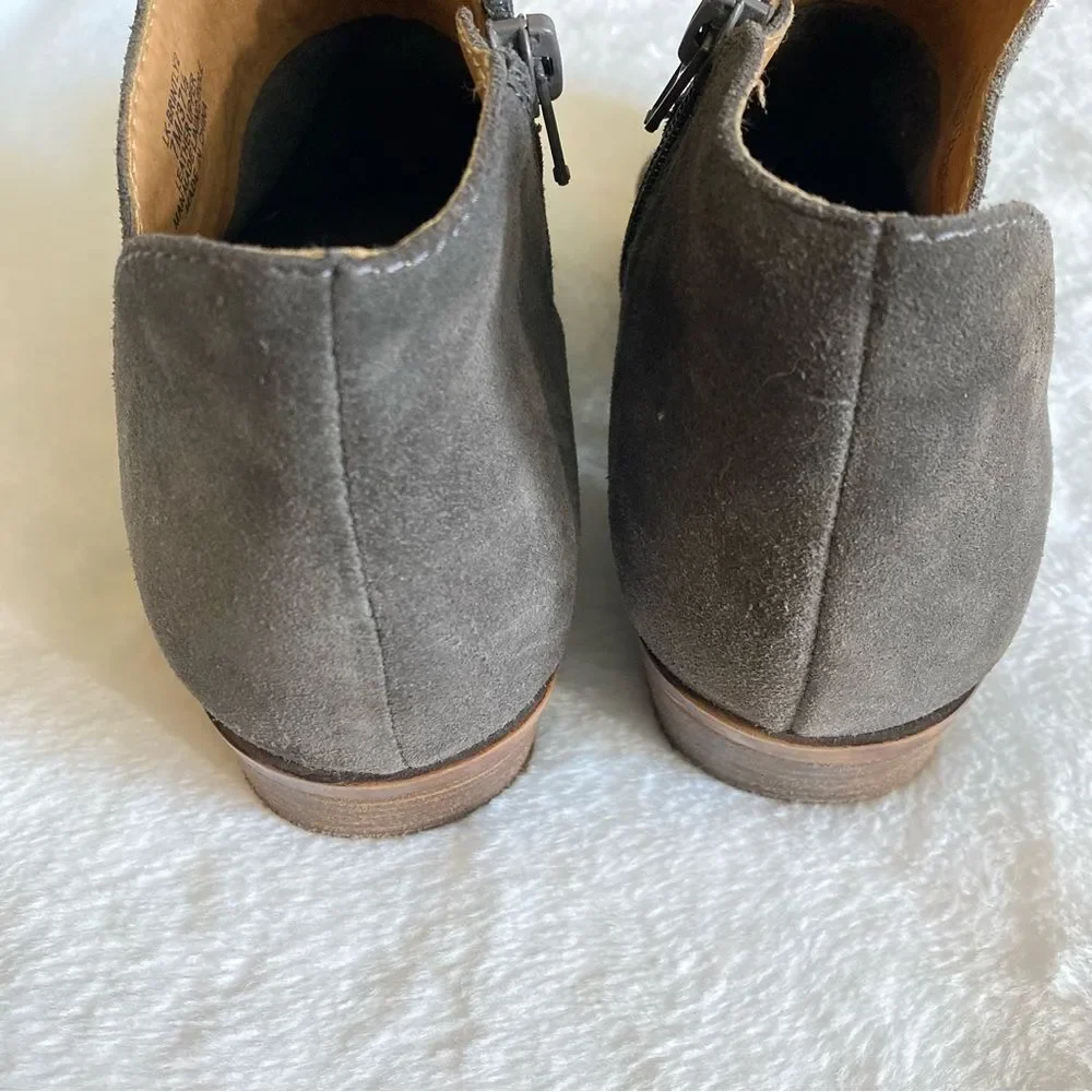 Lucky Brand Brintly Ankle Booties Taupe Suede Size 7